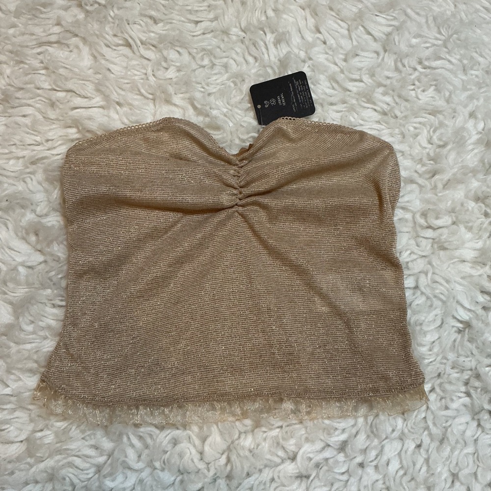 NWT Urban Renewal Goldโ Metallic Ruched Tube Top XS